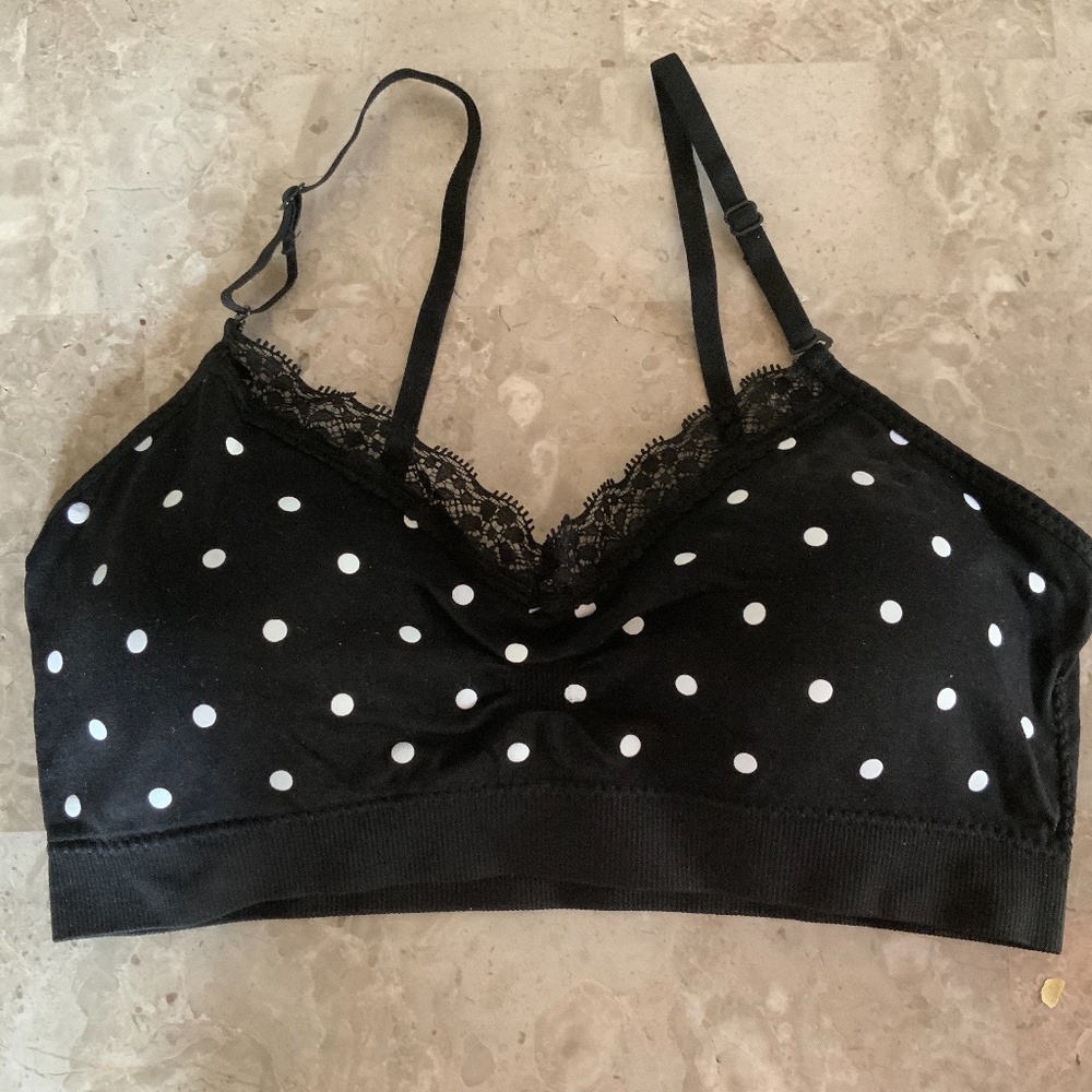 NWOT COOBIE Lace Trim Polka Dot Seamless Bra